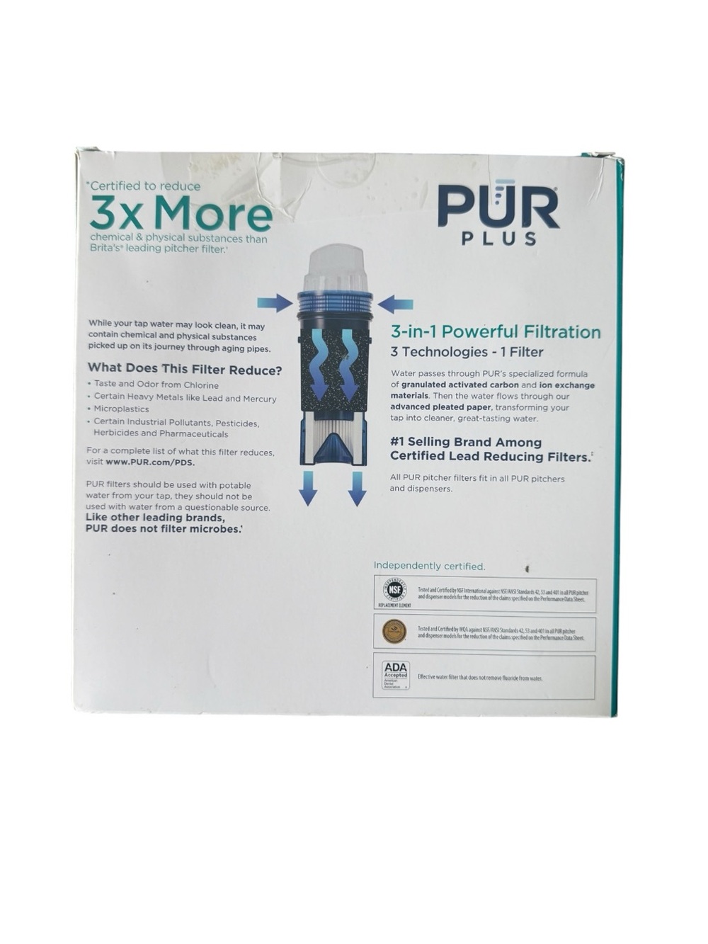 PUR Plus Replacement Water Filters for Pitchers Dispensers 3 Count Pack New NIB - Picture 2 of 4